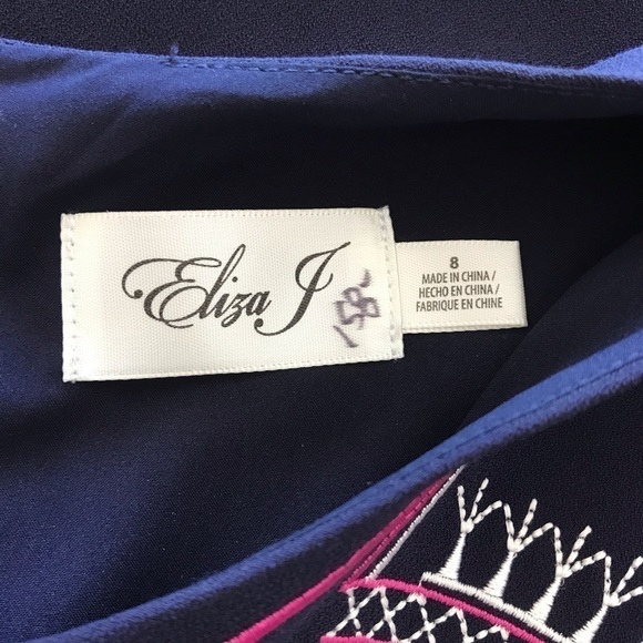 Eliza J Blue Paisley Embroidered Shift Dress 8 - Picture 6 of 7